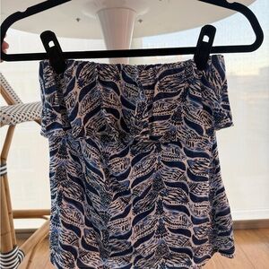Lilly Pulitzer Blue and White strapless Top